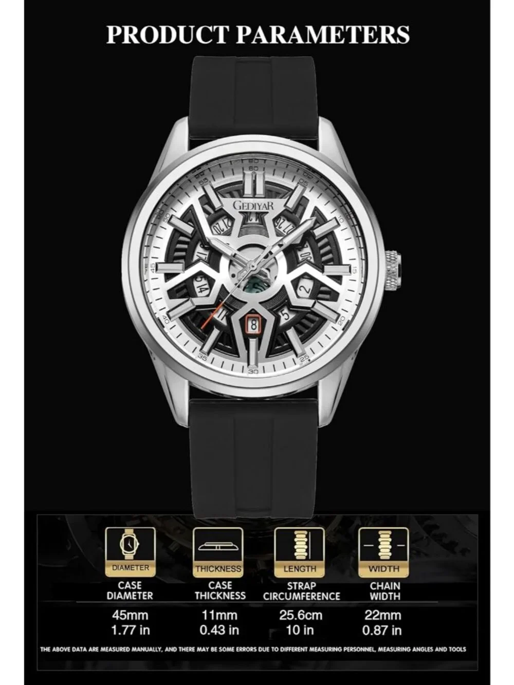 Men's Black Analog Quartz Solid Luxury Casual Calendar Waterproof Wrist Watch